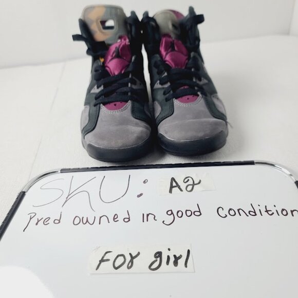 Jordan Girl's Black Purple 6 Retro GS Bordeaux 384665-063 Mid-Top Sneaker Sz 4.5 - Picture 9 of 9
